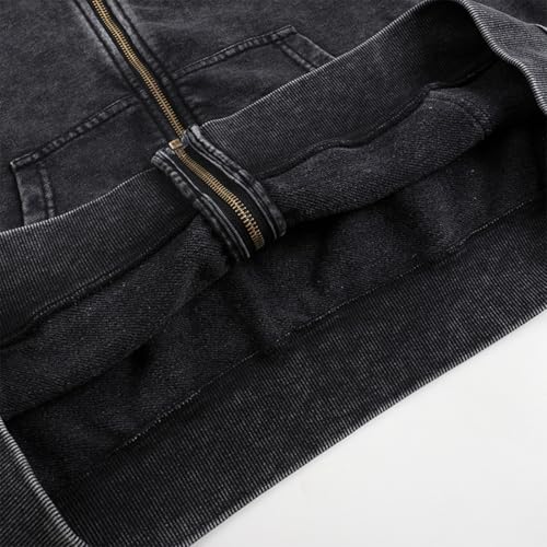 Mens Sweatshirts Vintage Long Sleeve Zip Up Hoodies with Pockets Distressed Unisex Tops Jacket for Men Women4