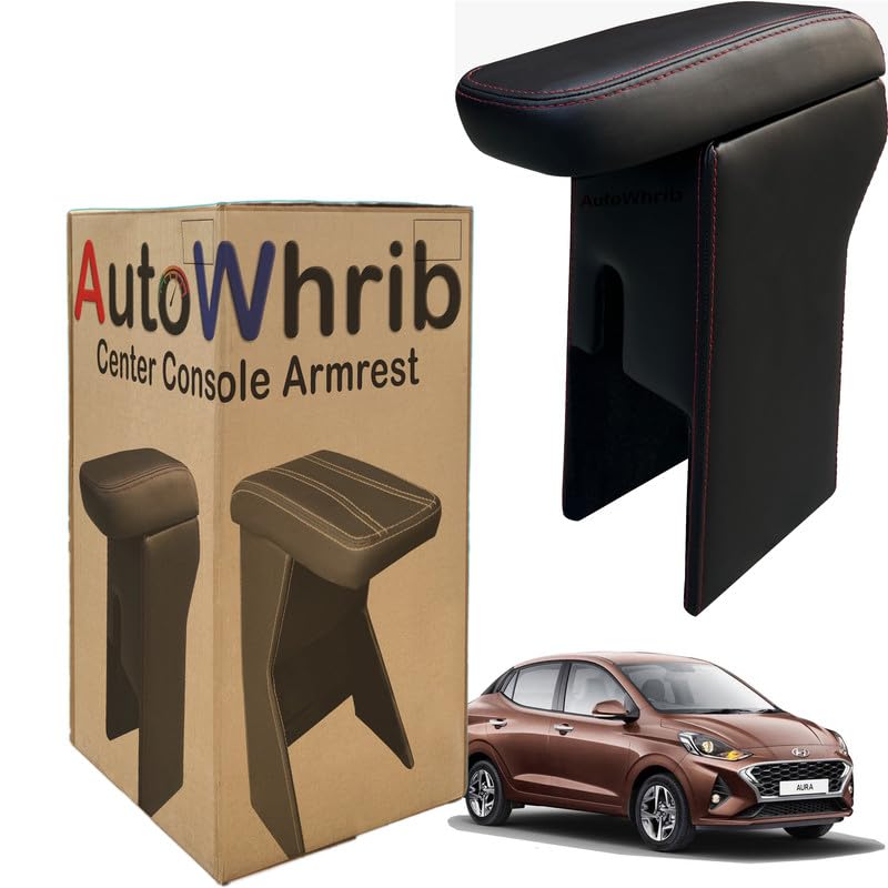 Image of Car Arm Rest For Aura Armrest with Storage Box & Soft Cushion Pad, Luxury Arm Rest, Black Colour