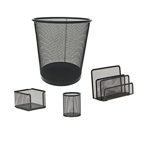 Mind Reader 4 Piece Desk Organizer Set, Pencil Holder, Letter Tray, Supply Organizer