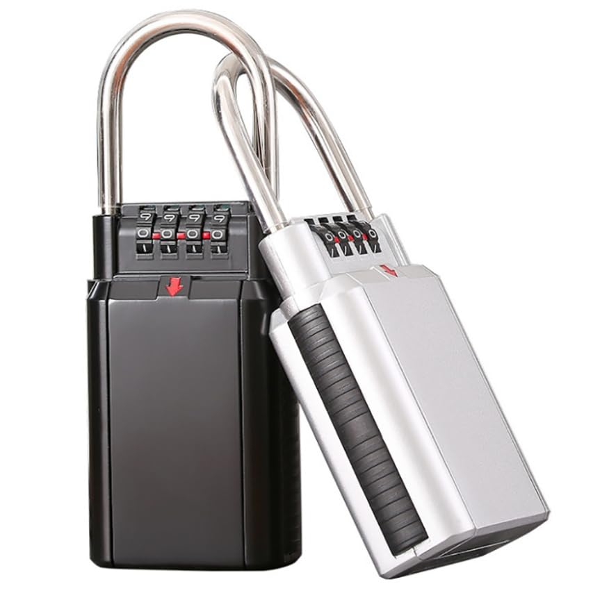 Luminexia Schlüsseltresor mit 4-stelligem Zahlencode,Key Lock Box Security Key Vorhängeschloss Safe,Schlüsselbox mit Bügel zur Befestigung,für Haus,Garagen,Schule Ersatz Haus Schlüssel
