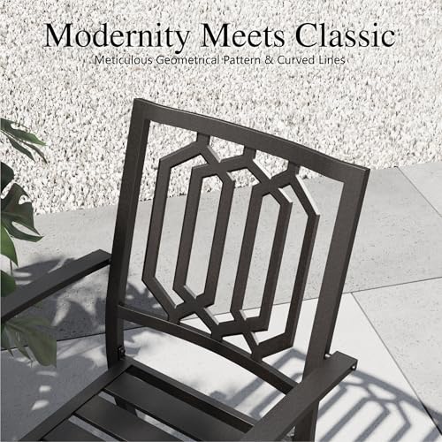 Image of Sophia & William Round Patio Table and Chairs Set, Outdoor Dining Set for 6 | 7 Piece Metal Patio Furniture, 54 inch Black Table,For Patio, Garden and Yard