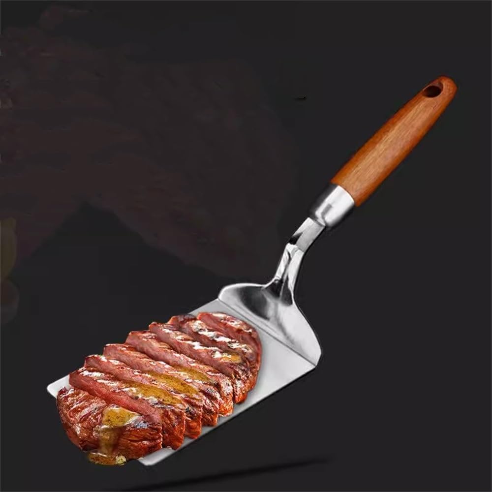 Spatola per Barbecue Spatola da bistecca cucina Manico in legno Cottura Teppanyaki per Cucinare il Barbecue