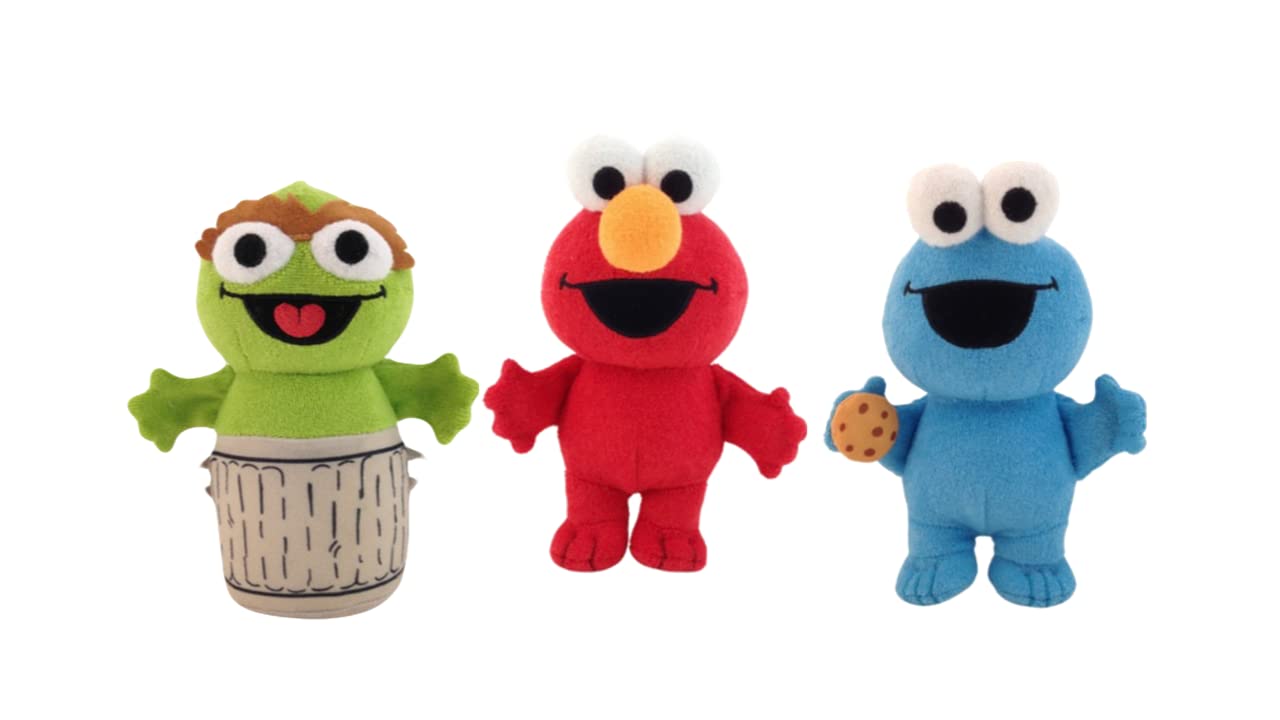 SoapSox Sesame Street 3 Pack Bath Sponge Set- Elmo, Oscar and Cookie Monster-Soft & Fun Baby Bath Toy- Kids Washcloth & Scrubber- Machine Washable Bath Time Companion