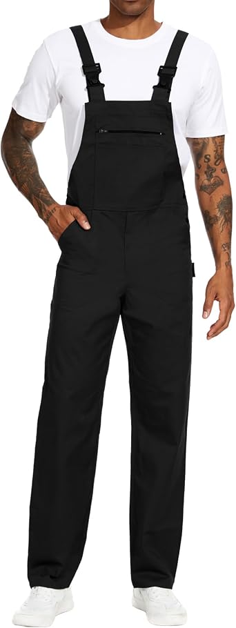 WORK IDEA Men s Work Dungarees Casual Bib Overalls with Elasticated Back and Storage Pockets Suitable for Construction, Painting,and Mechanic