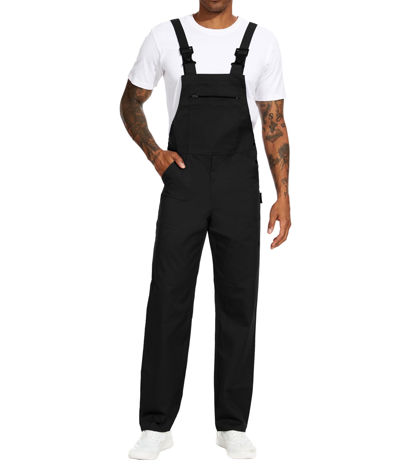 WORK IDEAMen's Bib Overalls Workwear Fashion Lightweight Jumpsuit with Pockets
