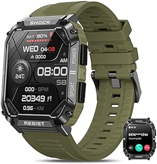 Smartwatch Herren Militärische mit Telefonfunktion 1,95" Touchscreen IP68 Wasserdicht Sportuhr mit 100+Sportmodi Blutdruckmessung Herzfrequenz Schrittzähler fitnessuhr für ios Android Samsung