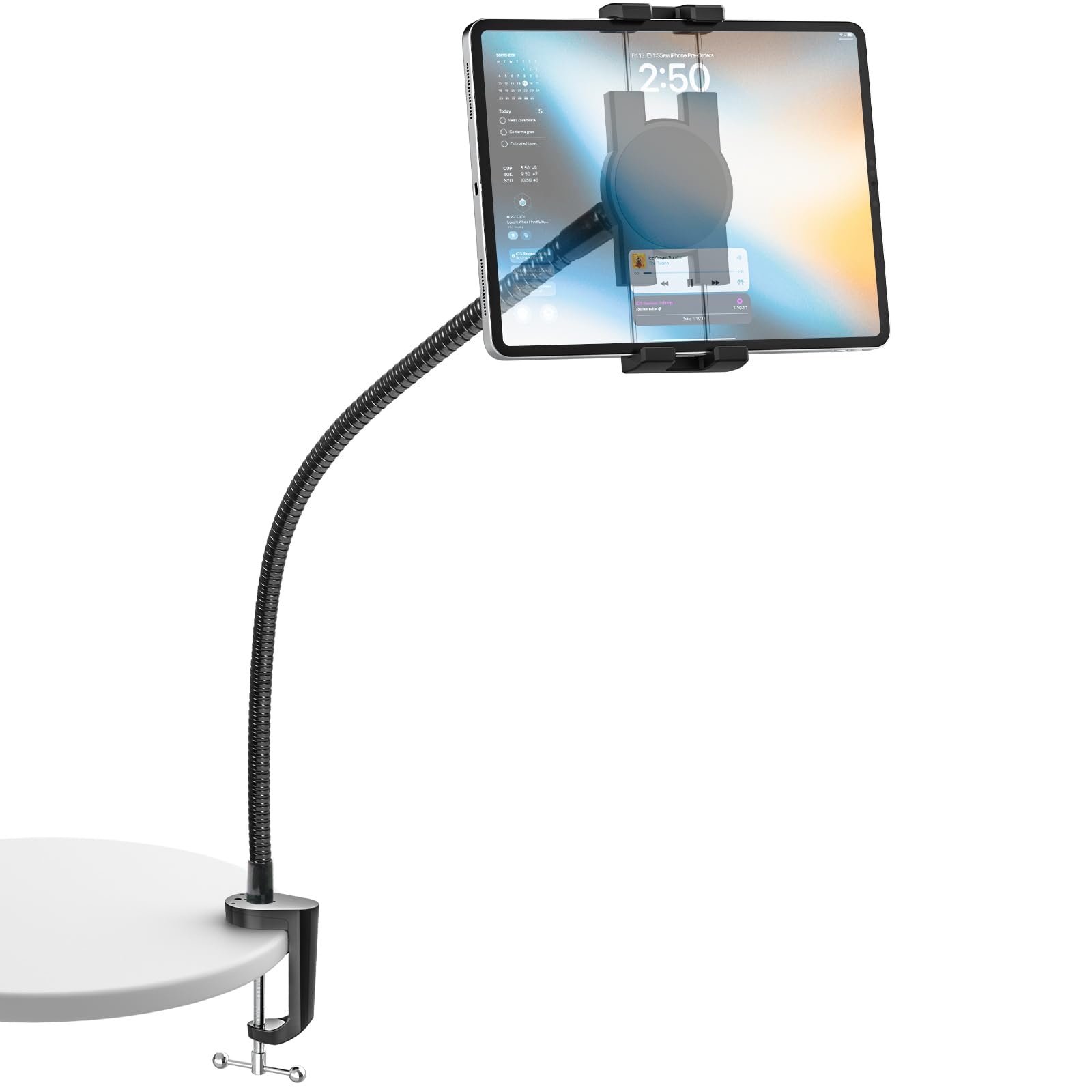 Tablet Stand Holder For Desk, Under Cabinet, Shelf, Table, Board, Counter - [Metal Arm] Kitchen IPad Cabinet Clamp Compatible With IPad Pro/Air/Mini - View #11