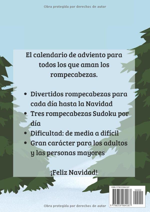 Miniatura 2 de Calendario de Adviento 2022 Sudoku con letra grande para adultos y mayores - Soduko pesado para la temporada prenavideña (Spanish Edition)