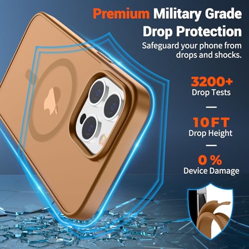 Image of SUPFINE Magnetic for iPhone 13 Pro Case (Compatible with MagSafe) (Military Grade Drop Protection) Slim Translucent Matte Shockproof with Anti-Fingerprint Phone Case,Brown