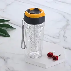 Coqueteleira elétrica de proteína, copo misturador para shakes e bebidas de proteína, copo de agitação automática alimentado por bateria, sem BPA, 600 ml (amarelo)