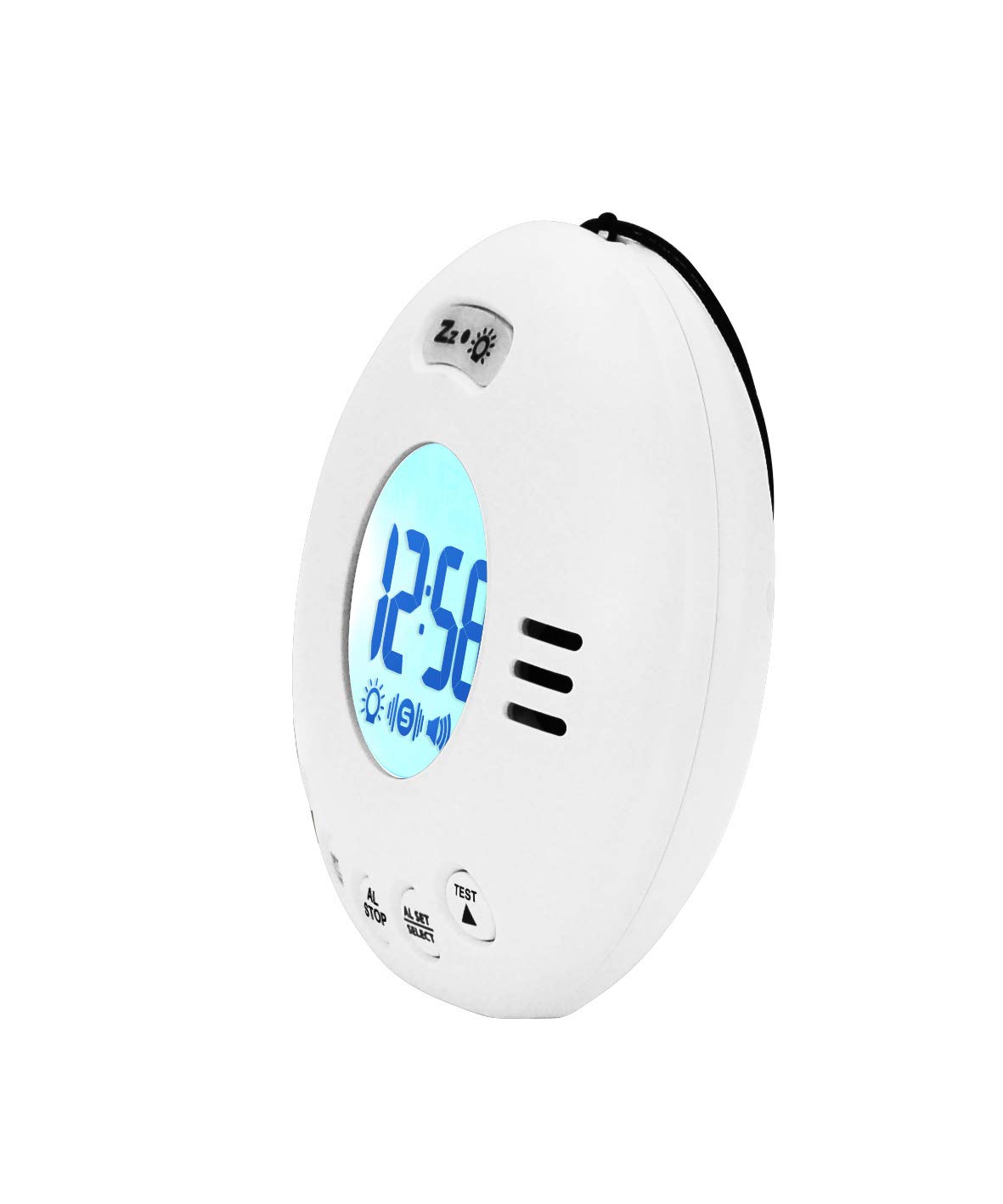 Geemarc WAKE 'N' SHAKE Voyager - Réveil de Voyage avec Alarme Puissante de 75dB, Flash Lumineux et Vibreur Intégré pour Personnes au Sommeil Profond - Fonctionne sur Piles - Blanc