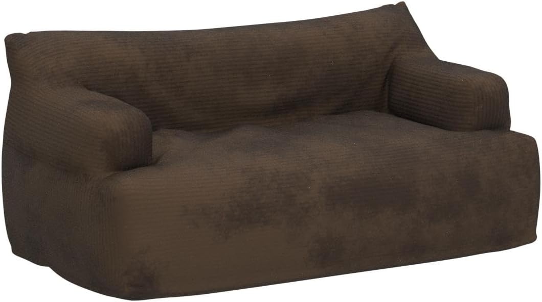 N&V Giant Twin Size Bean Bag Sofa, Foam Filling Floor Sofa, Includes Removable and Machine Washable Cover, Brown