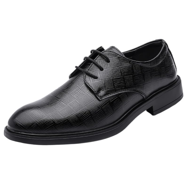 Formal Shoes for Men Men's Leather Low Heel Oxfords Fashion Classic Round-Toe Lace Up Business Dress Shoes Casual Comfortable Formal Work Wedding Shoes