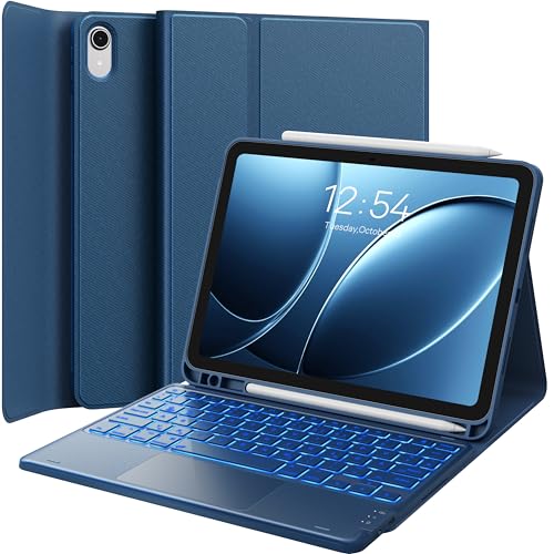 CHESONA Hülle mit Tastatur für iPad 10 Generation/11 Generation A16 2025, 7 Farben Beleuchtung, Multi Touch Trackpad, 2 ...
