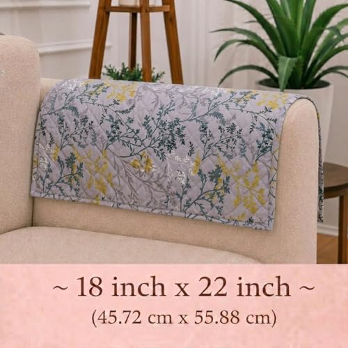 Image of STITCHNEST 'Frostvine Collection' Sofa Armrest Cover | Cotton Quilted Fabric, Washable & Durable for Modern Living (18 x 22 Inches)