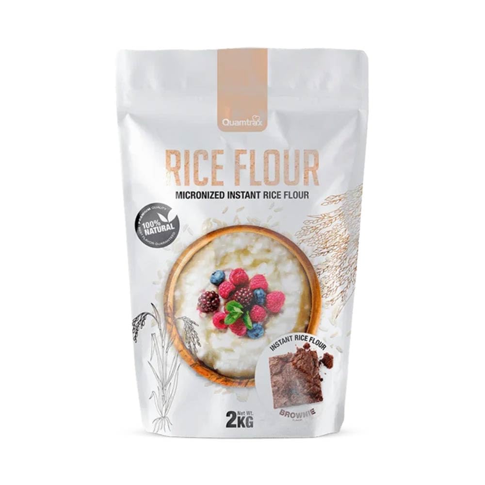 Quamtrax Nutrition - Harina de Arroz - 2 kg - Rica en proteínas, sin gluten y sabor delicioso (2000, Cookies & Cream)