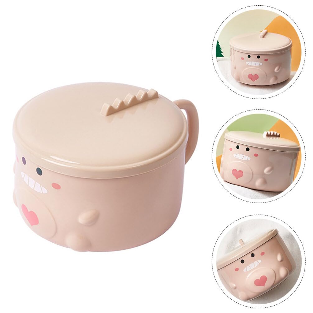 Ramen-Schüssel, Keramik-Instant-Nudelschüssel, Keramikschüssel mit Deckel und Griff for Instant-Nudeln, Müslischüssel, Suppenschüssel, Becher, Rosa