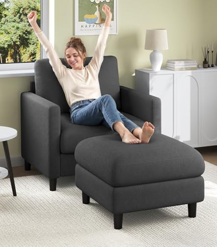 Image of Welzona Sofa Accent Chair with Ottoman, 33 inch Teddy Reading Chair and Ottoman