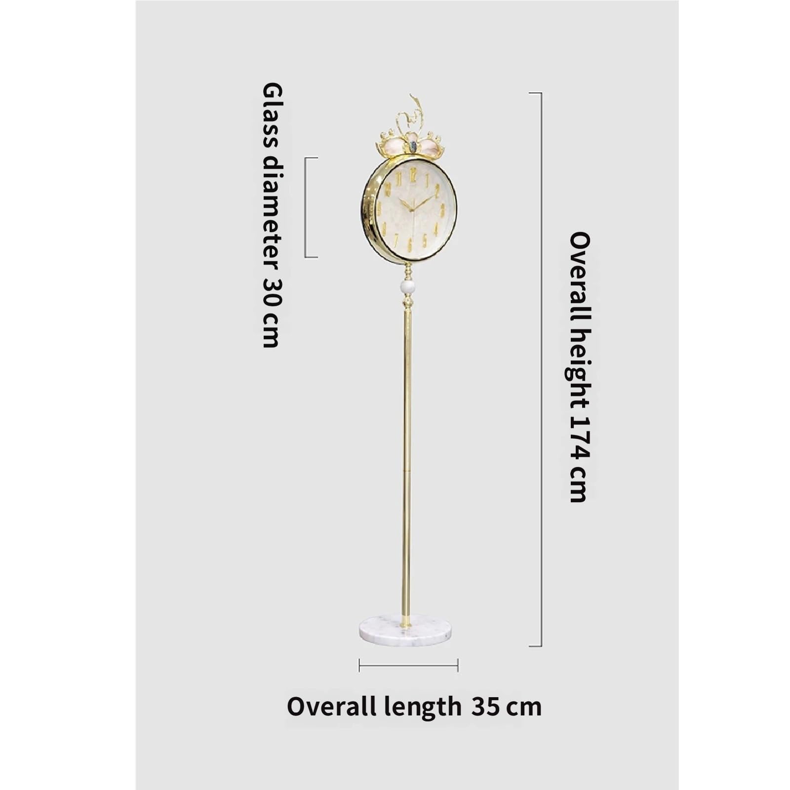 Reloj de pie Reloj de pie metal con base mármol silenciosa cuarzo
