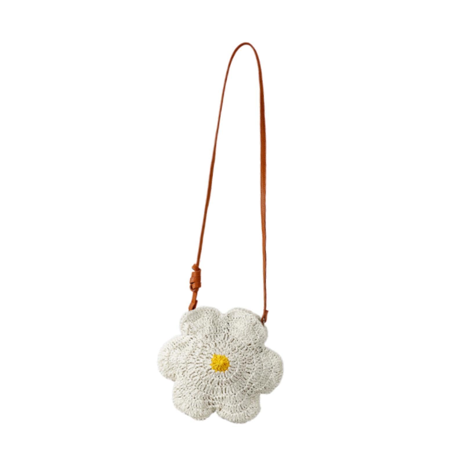 Bolso Cruzado Mujer Bolso Artesanal Tejido Bandolera Bolso de Hombro Flor Decorativa Funcionalidad Ligera Adecuado para Fiestas Playa Compras Viajes