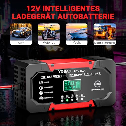 Autobatterie Ladegerät 10A Batterieladegerät 12V LiFePO4 & AGM Option – Ansicht 5