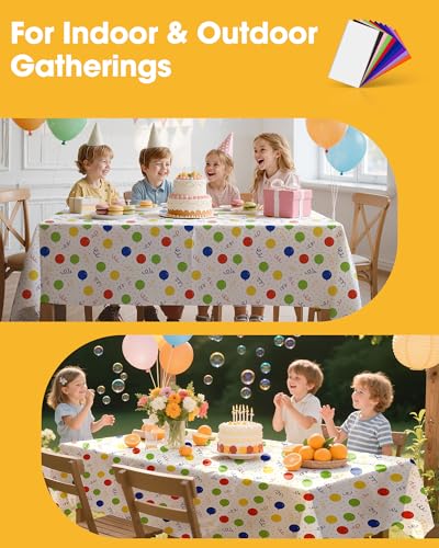 Image of Niuara Birthday Balloon Plastic Table Cloth Rectangle Table 4 Pack, 54''x108'' Tablecloth for 6ft Tables, Table Cloth for Disposable Use, Table Cover for Holiday Party, Gathering