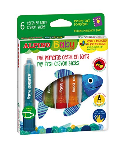 Alpino - Estuche De 6 Ceras En Barra Baby En Oferta 6 Ceras En Barra Alpino Px002006 Baby - Ceras Con Aplicador Ideales Para Colorear