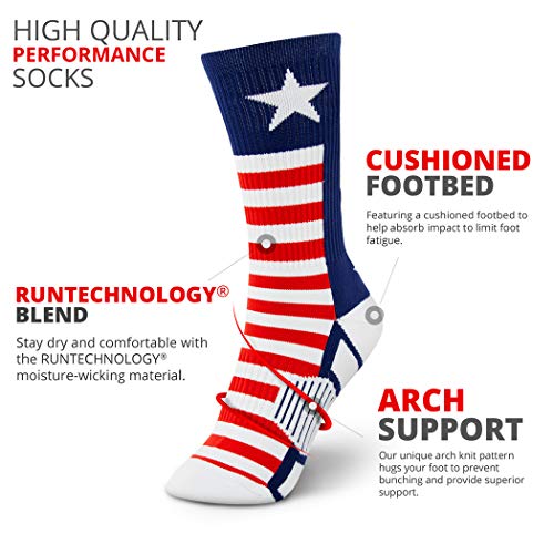 ChalkTalkSPORTS Elite Basketball Socks | Performance Mid Calf Socks | Youth & Adult Sizes | Patriotic USA3