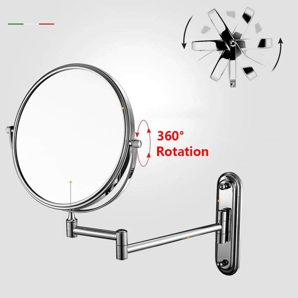 化粧鏡 バニティミラー 浴室壁掛け 10倍倍率 両面6インチ 360&deg;自由回転 拡張可能な化粧鏡