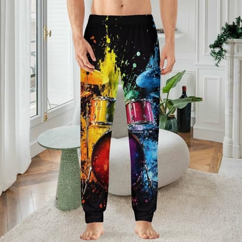 Colorful Drum Mens Pajama Pants Soft Lounge Pants Pj Bottoms with Pockets2