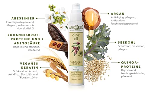 Aphrodite All-in-ONE Leave-In Hair Treatment - Organic Olive Oil and Argan Oil Infused Hair Serum to Prevent Hair Breakage and Frizziness - Anti Frizz Hair Treatment Serum - (100 ml / 3.38 fl oz) - Image 4