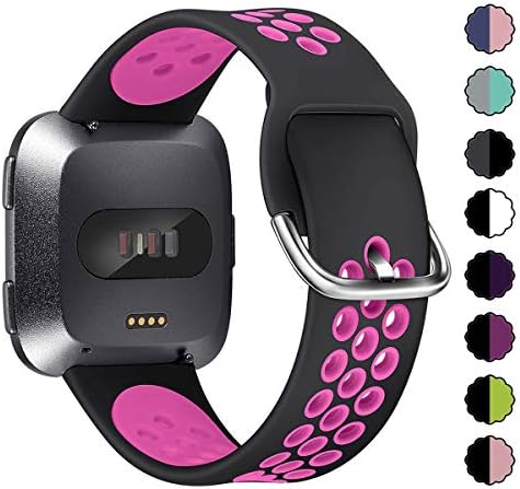 XIMU Sport Bands Compatible with Fitbit Versa/Versa 2 / Versa Lite, Soft Silicone Waterproof Breathable Sport Watch Strap Replacement Wristband Accessories Women Man for Versa Smart Watch