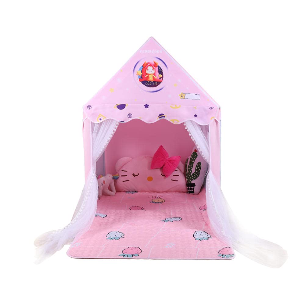 Pink Tent For Girls with LED Star Lights,Play Castle Tent Star Sky Castle Tent for Girls,130x100x140cm