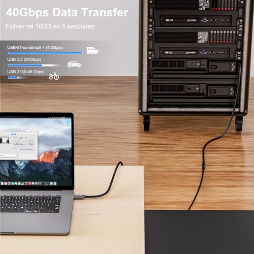 EUDOBEL Przedłużacz USB C 1m, przedłużający USB 4 40Gbps 8K@60Hz 240W 48V/5A, przedłużacz Thunderbolt USB C męski do żeńskiego dla Thunderbolt 4, Thunderbolt 5, Switch, MacBook, iPad Pro, VR, SSD
