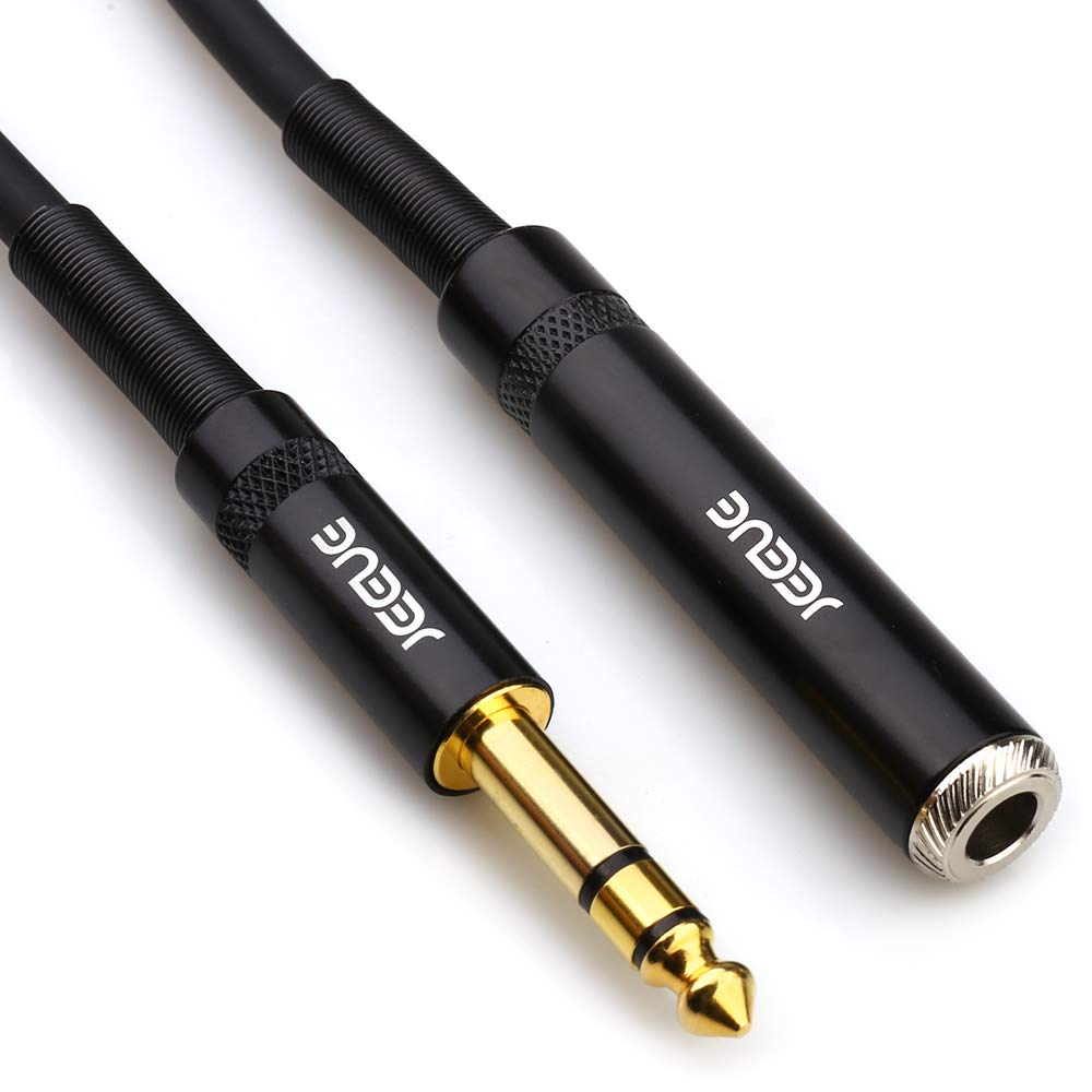 JEEUE 6.35mm Extension Cord Cables, 6.35mm Stereo Plug Male to 6.35mm Female Stereo Headphone Guitar Extension Cable Cord, Gold Plated Audio Cable Stereo Extender -3Meters