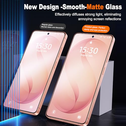 Image of UniqueMe for S26 Matte Screen Protector - 2 PACK Tempered Glass for Samsung Galaxy S26,[Anti-Glare & Anti-Fingerprint] Fingerprint Unlocking,Easy Installation,Bubble-Free,9H Hardness