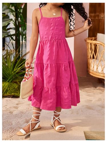 SOLY HUX Toddler Girl's Bow Tie Sleeveless Long Dress Spaghetti Strap Ruffle Summer Beach Sundresses4