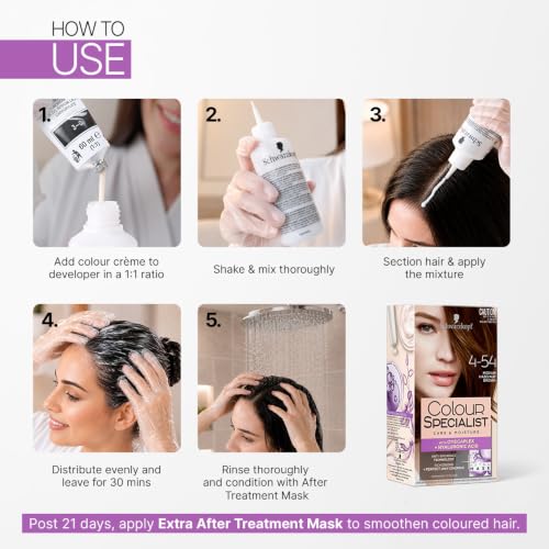 Image of Schwarzkopf Colour Specialist At Home Permanent Hair Colour With Omegaplex Anti-Breakage Technology And Hyaluronic Acid With 2 After Repair Masks For Softer Hair, 4.54 Medium Hazelnut Brown 165ml