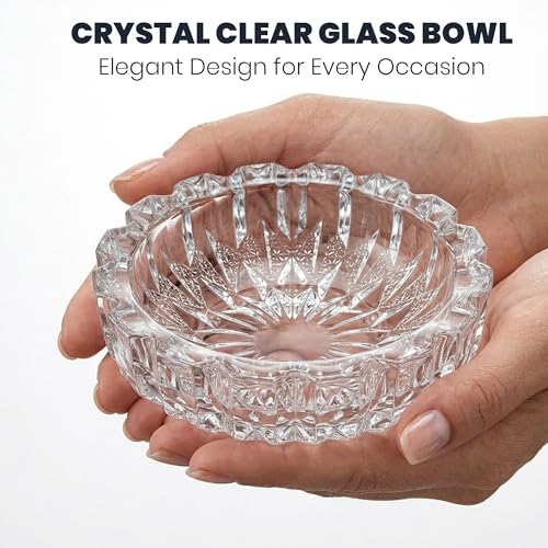 Image of Elegant Crystal Glass Bowl for Vastu & Feng Shui | Decorative Transparent Glass Tray for Home, Office, Dining Table & Positive Energy Decor | Good Luck & Prosperity Gift Item | Pack of 2