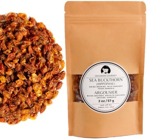 Argousier (Hippophae) Baies entières séchées, 57 g | Récolté à l'état ...