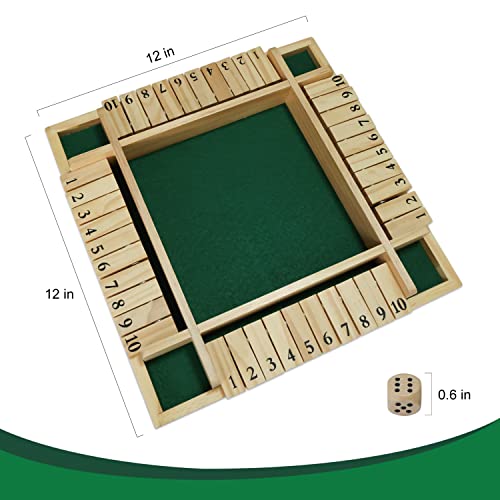 Gothink 12 Inch Shut The Box Dice Game With 8Pcs Dices Traditional Wooden Table Math Board Game 10 Numbers For Kids Adults, Family Classroom Home Or Pub Bar 1-4 Players #TOP3