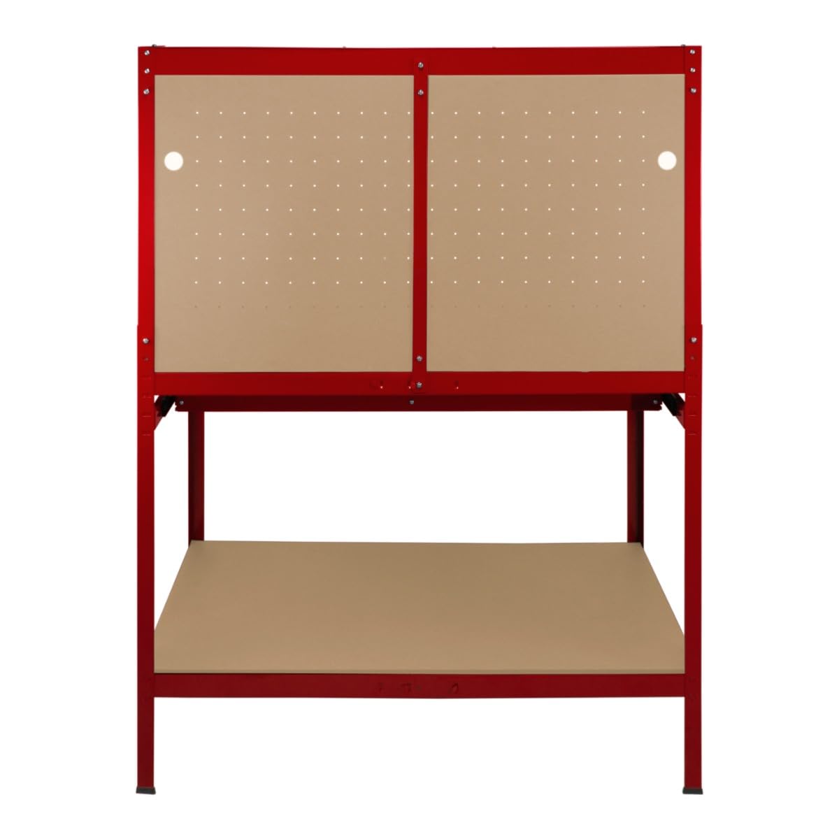 Banco da lavoro con cassetti multiuso da 120 cm con luce LED ripiani e opzioni di stoccaggio intelligenti per garage, officine e magazzini - Capacità di carico 200 kg – Rosso