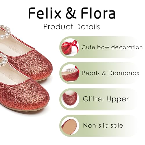 Image of Felix & Flora Girls Toddler Little Ballet Shoes - Flower Girls Mary Jane Flats Dress Shoes Party Wedding