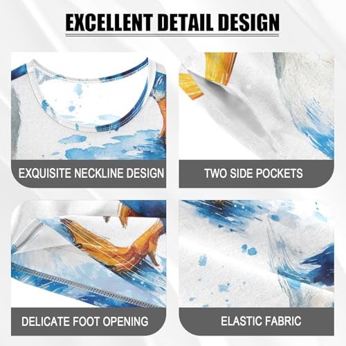 Pajama Short Sets Blue Ducks Walking Pattern Soft Cotton Summer Sleepwear 2 Piece PJS Size 5-14T3