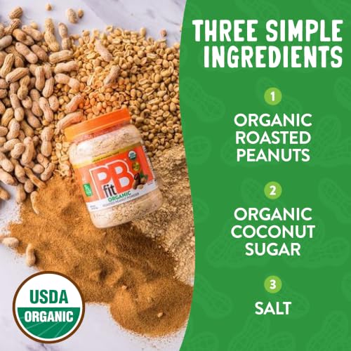 Image of PBfit 8 Ounce Organic Peanut Butter Powder, Powdered Peanut Spread from Real Roasted Pressed Peanuts, 7g of Protein 7% DV, Gluten-Free, 60 calories, 87% less fat (Pack of 1)