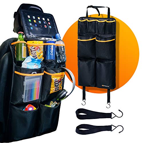 Car Seat Organizer - Car Backseat Organizer for Kids - Back Seat Organizer - Car Front Seat Storage - Car Seat Kick Mat Protector - Baby Car Travel Accessories - Road Trip Pocket Seat Organizers