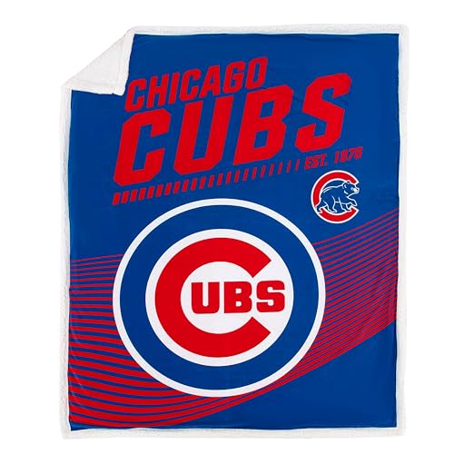 NORTHWEST MLB New School Silk Touch Mink Sherpa Throw Blanket (Chicago Cubs)