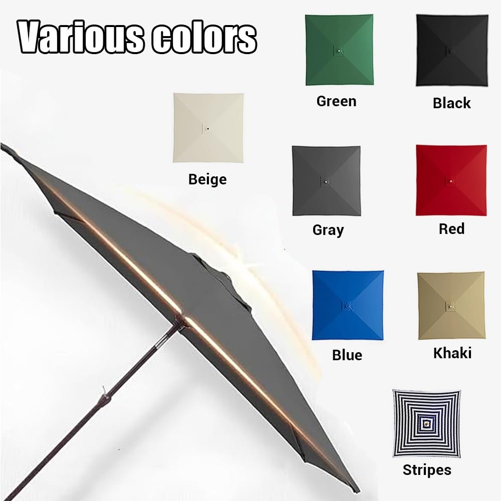 2.5x2.5m 3x3.0m Toldo De Recambio Para Sombrilla Cuadrada, 8 Varillas Tela De Recambio Para Parasol Cubierta De Repuesto De Parasol Jardín Mercado
