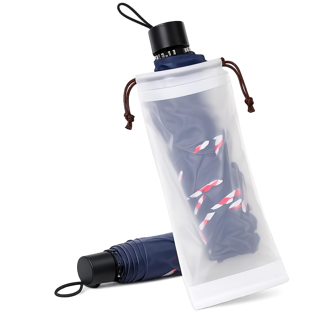 5 Pcs Reusable Travel Umbrella Bags Wet Cases Clear Cover Wet Bags Folding Umbrella Storage Bag Waterproof Sleeves with Drawstring Lightweight Transparent Sleeves for Outdoor Activities-image-33