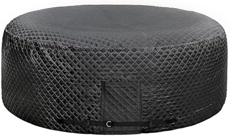 UCEDER Insulated Inflatable Hot Tub Cover,Round Spa Thermal Cover with External Heater/Pump Install Door Design,Energy-Saving and Eco-Friendly for Keeping Warm(Black,71" D x 28" H)
